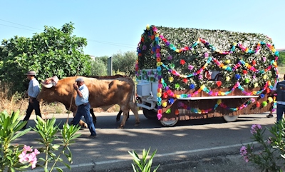 decorated ox wagon