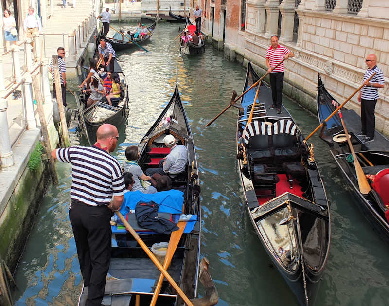 Venice  a traffic jam of gondolas