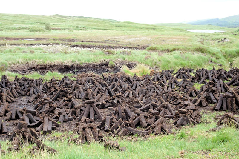Connemara stacked peat blocks