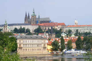 Prague St Vitus' cathedral from Vltava river